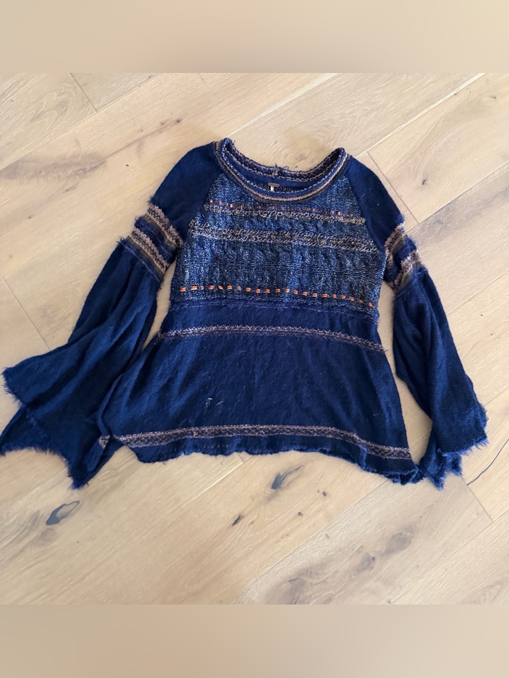 Free People Women'Small Textured Color Block Sweater Size Small